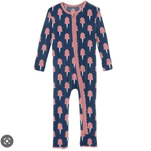 COPY - NWT unopened Kickee Pants Coverall 3-6 mo. Navy Cotton Candy